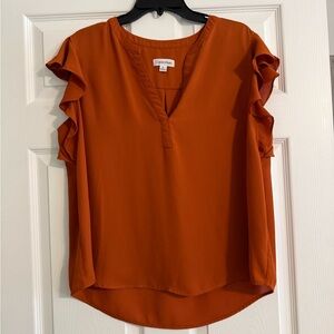 Calvin Klein Women's Dark Orange Flutter Sleeve Top XL